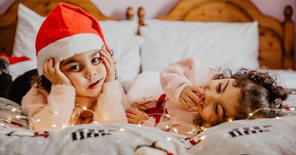 kids wearing christmas hats